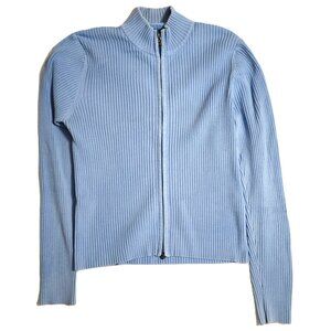 SELECTED Mens Mist Blue High Collar Front Zip Swedish Cardigan